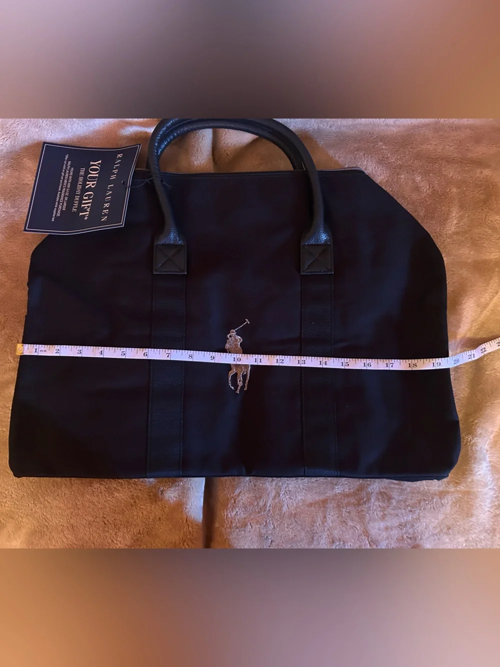 Ralph Lauren Black Travel Duffel with Embroidered Polo #1